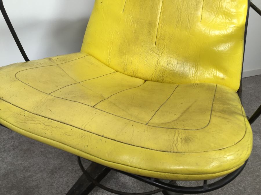 Mid-Century Modern Homecrest Furniture Metal Wire Swivel Rocker Armchair Bottemiller With Banana Yellow Cushions [Photo 6]