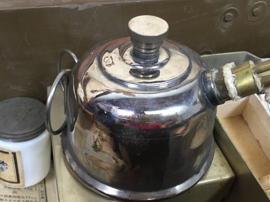 Historical World War II Military Medical Trunk With Japanese Writing Filled With Medical Supplies And Accessories Including Japanese Drugs [Photo 83]
