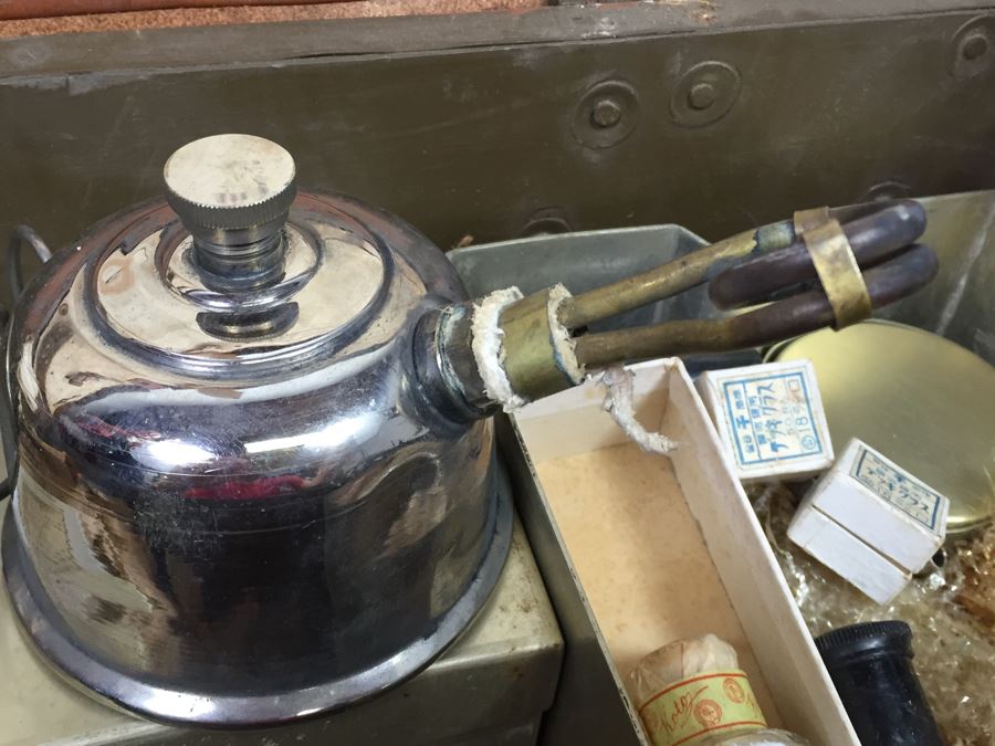 Historical World War II Military Medical Trunk With Japanese Writing Filled With Medical Supplies And Accessories Including Japanese Drugs [Photo 82]