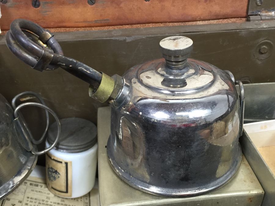 Historical World War II Military Medical Trunk With Japanese Writing Filled With Medical Supplies And Accessories Including Japanese Drugs [Photo 87]