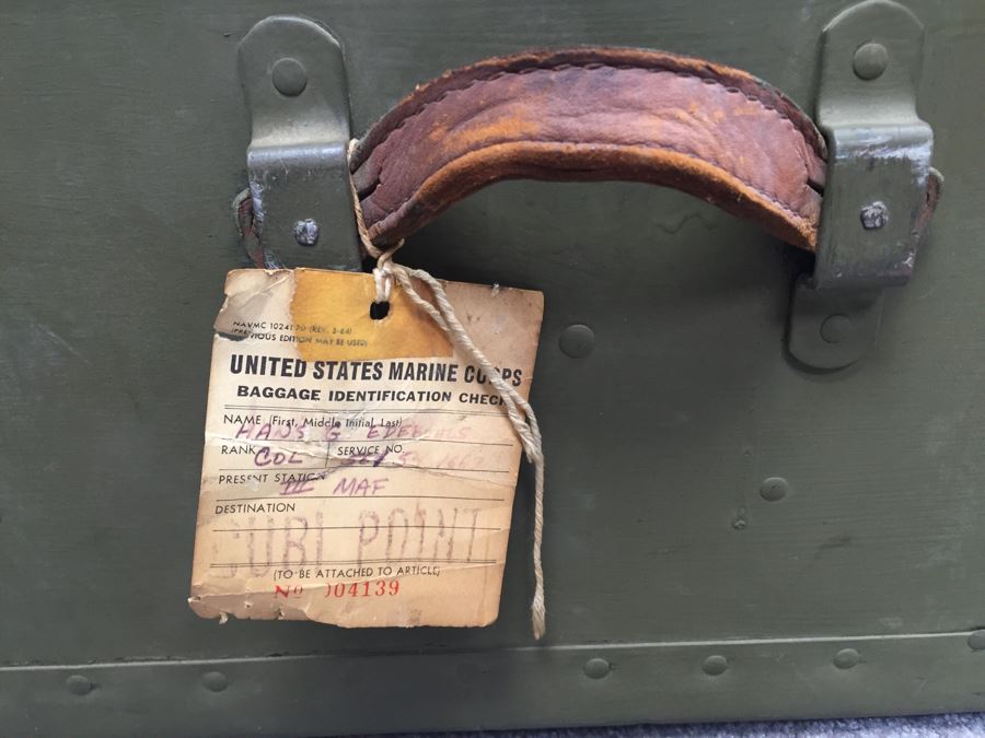 Vintage USMC Military Foot Locker Trunk Filled With Period Military Clothes And Other Items [Photo 8]