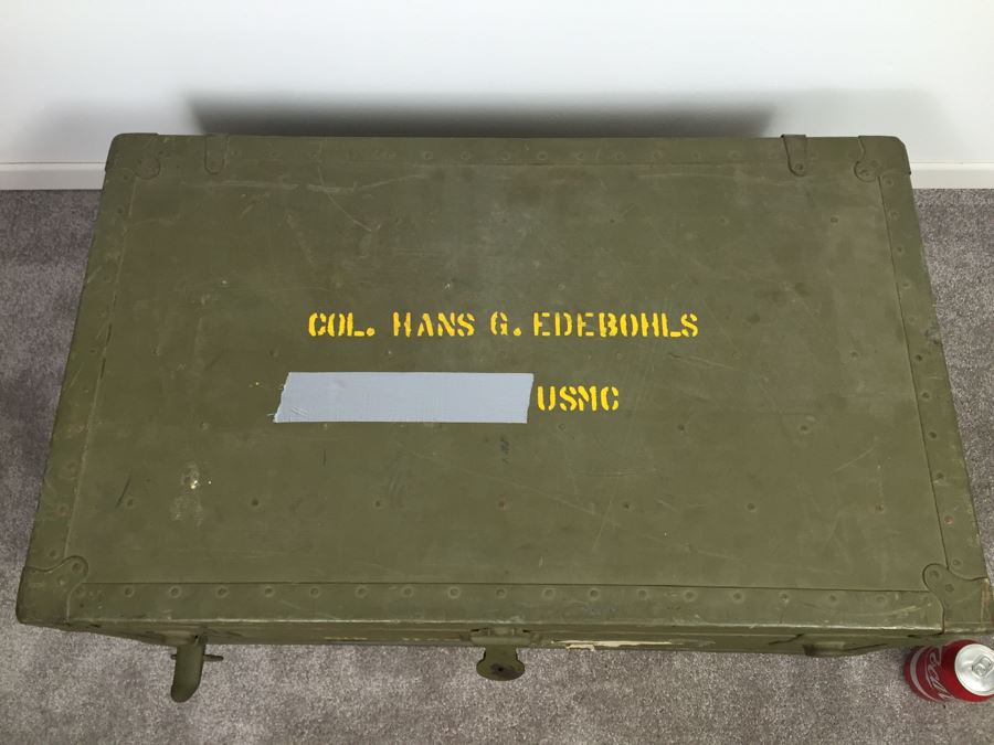Vintage USMC Military Foot Locker Trunk Filled With Period Military Clothes And Other Items [Photo 6]