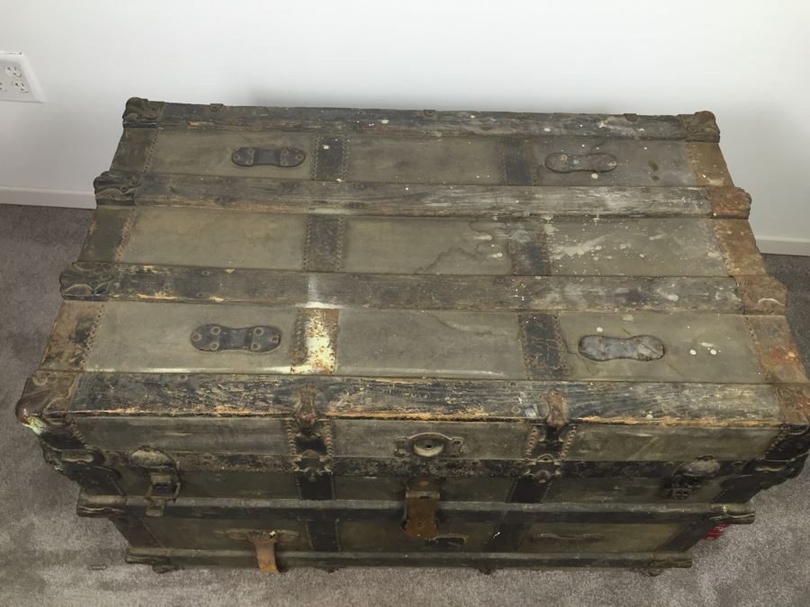 Antique Steamer Trunk The Yale & Towne Mfg Co [Photo 8]