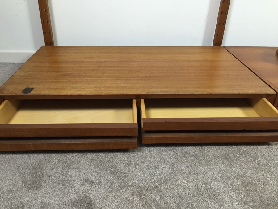 Danish Modern Mid-Century Teak Wall Unit Floating Desks And Shelves By ...