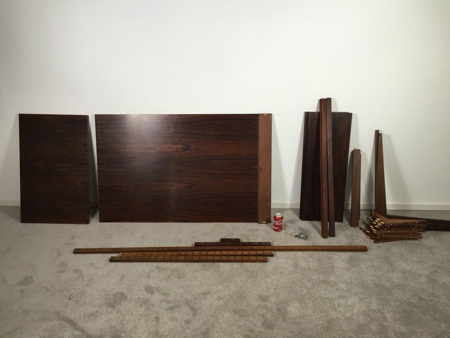 Danish Modern Mid-Century Rosewood Wall Unit With Rosewood Drop-Leaf Table And 2 Rosewood Shelves By Poul Cadovius Cado System (See Note)