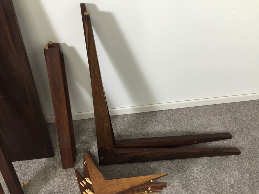 Danish Modern Mid-Century Rosewood Wall Unit With Rosewood Drop-Leaf Table And 2 Rosewood Shelves By Poul Cadovius Cado System (See Note) [Photo 7]