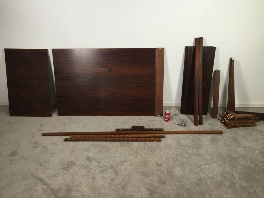 Danish Modern Mid-Century Rosewood Wall Unit With Rosewood Drop-Leaf Table And 2 Rosewood Shelves By Poul Cadovius Cado System (See Note) [Photo 4]