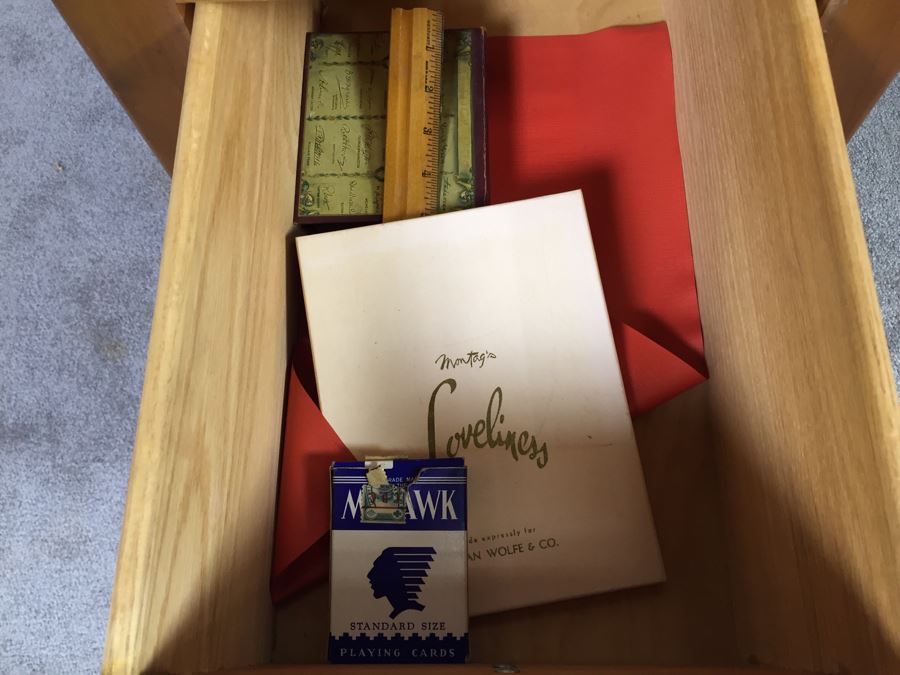 Vintage Vanity Desk With Flip Up Mirror And Some Office Supplies In Drawers By Crawford Furniture Jamestown, NY [Photo 15]