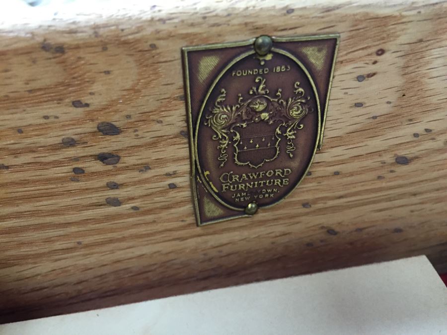 Vintage Vanity Desk With Flip Up Mirror And Some Office Supplies In Drawers By Crawford Furniture Jamestown, NY [Photo 12]