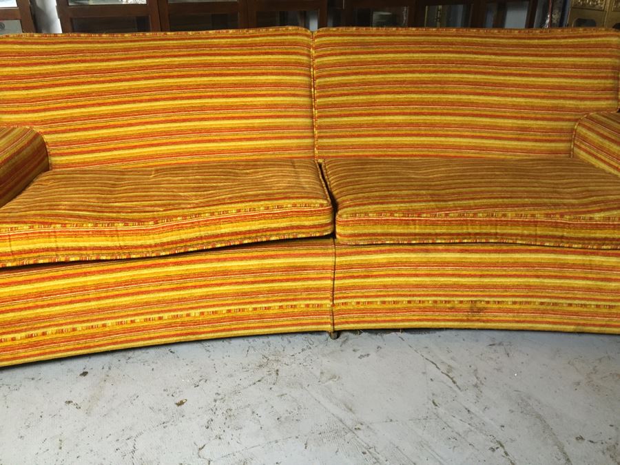 Vintage Curved Back Sofa By Valentine-Seaver Needs New Upholstery [Photo 5]