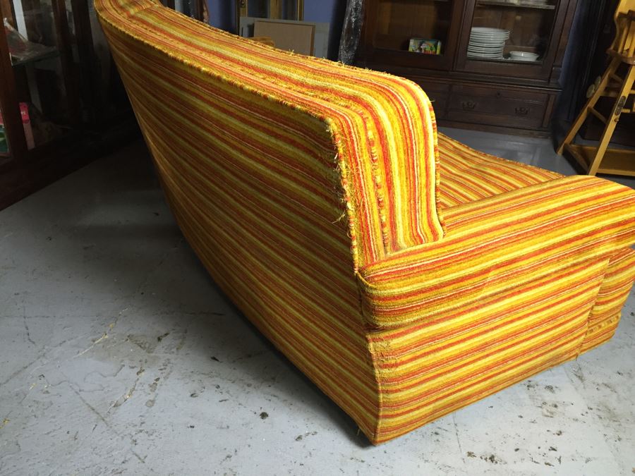 Vintage Curved Back Sofa By Valentine-Seaver Needs New Upholstery [Photo 7]