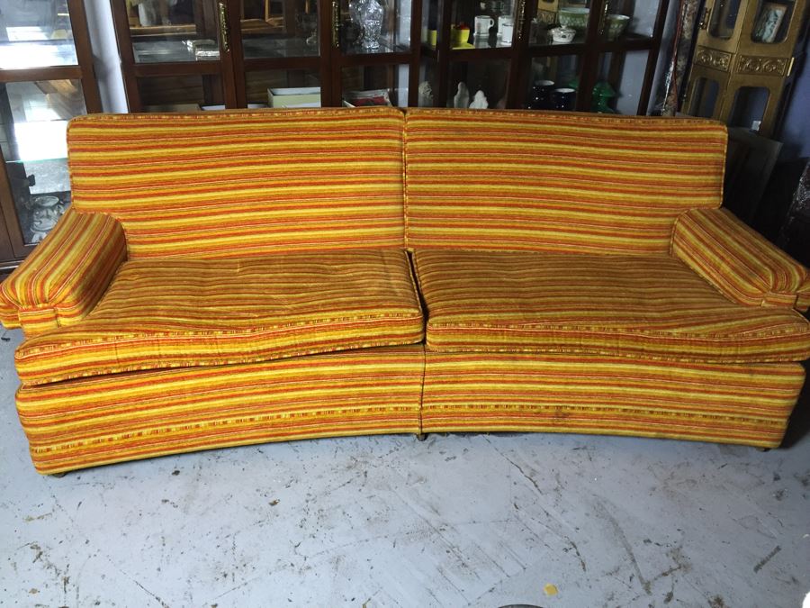 Vintage Curved Back Sofa By Valentine-Seaver Needs New Upholstery [Photo 1]