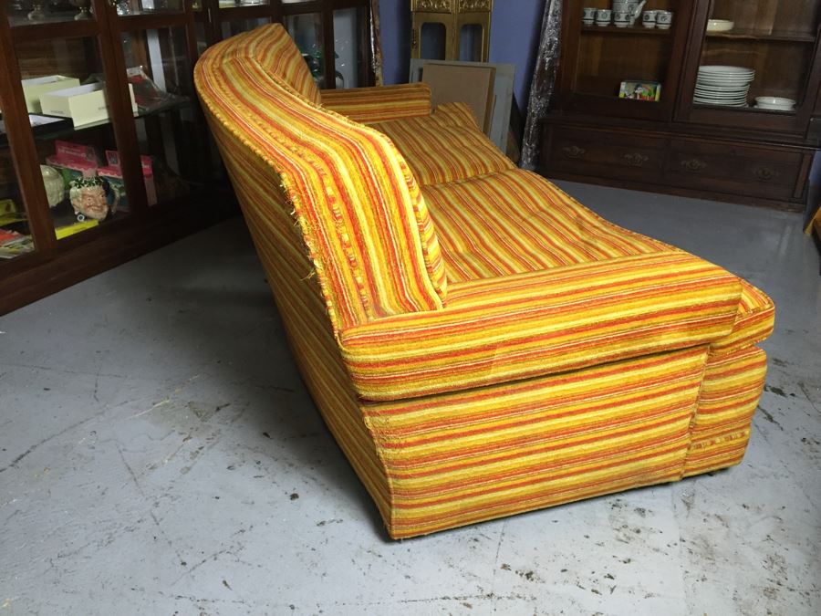Vintage Curved Back Sofa By Valentine-Seaver Needs New Upholstery [Photo 3]