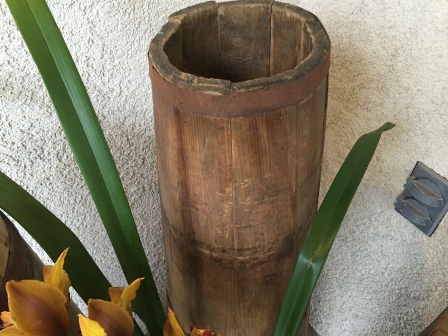 3 Vintage Tall Tapered Wooden Barrels - Does Not Include Plant [Photo 6]