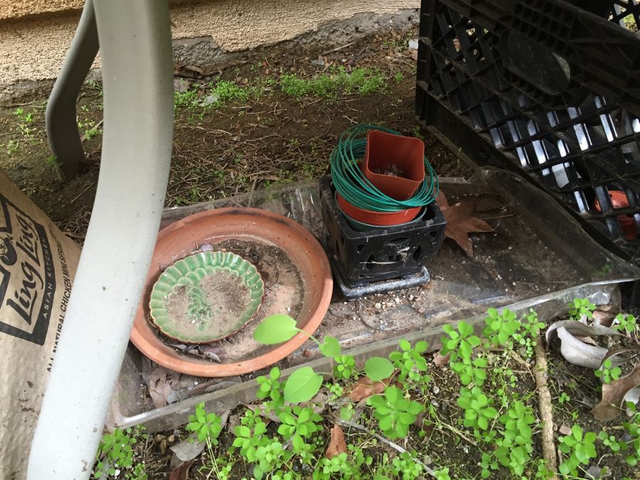 Outdoor Metal And Glass Table Loaded With Succulents And New Plastic Pots See All Photos [Photo 21]