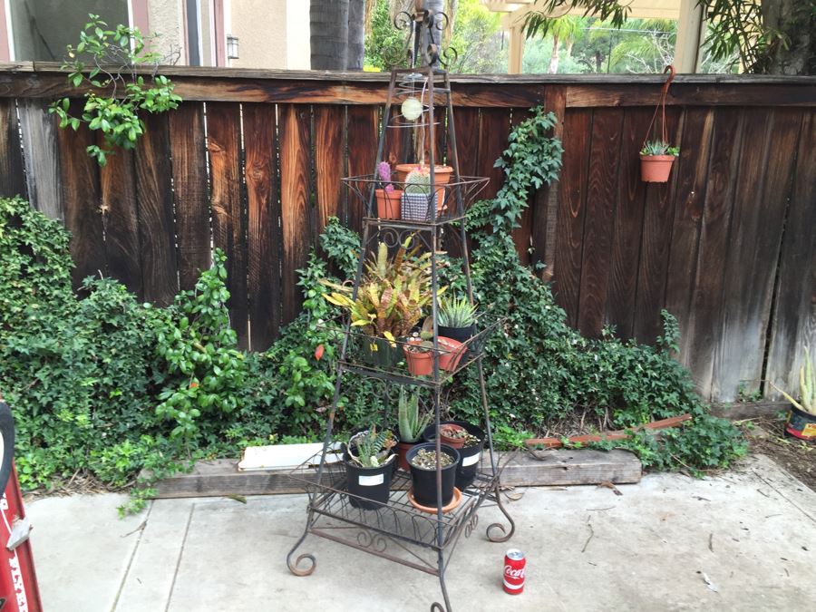 Obelisk Eifel Tower Plant Stand Filled With Potted Succulents - See All Photos