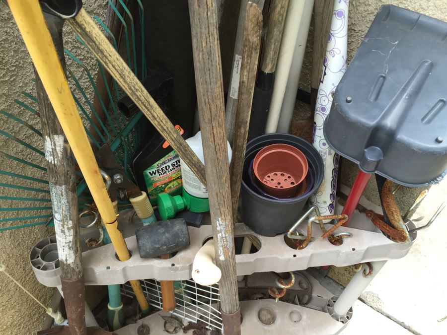 Garden Tool Lot With Shovels, Rakes, Tree Trimmer [Photo 2]