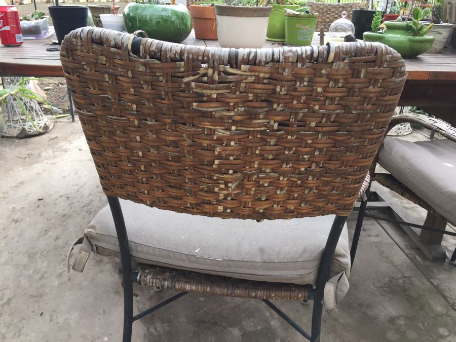 Large Outdoor Teak Table With 4 Chairs Filled With Potted Succulents [Photo 12]