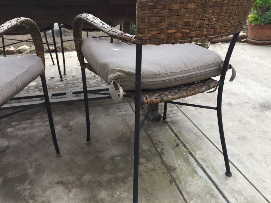 Large Outdoor Teak Table With 4 Chairs Filled With Potted Succulents [Photo 15]
