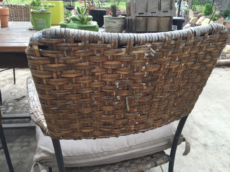 Large Outdoor Teak Table With 4 Chairs Filled With Potted Succulents [Photo 14]