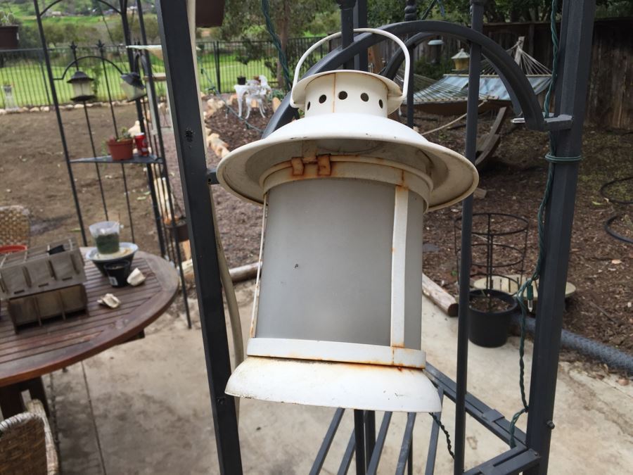 All Potted Succulets Attached To Metal Garden Structure Plus Bird Feeder, Wind Chime And Lantern [Photo 19]