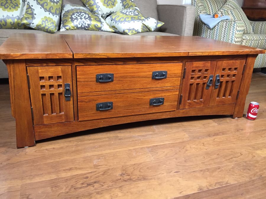 Wooden Credenza Entertainment Center Cabinet May Be Used As A Coffee Table [Photo 4]