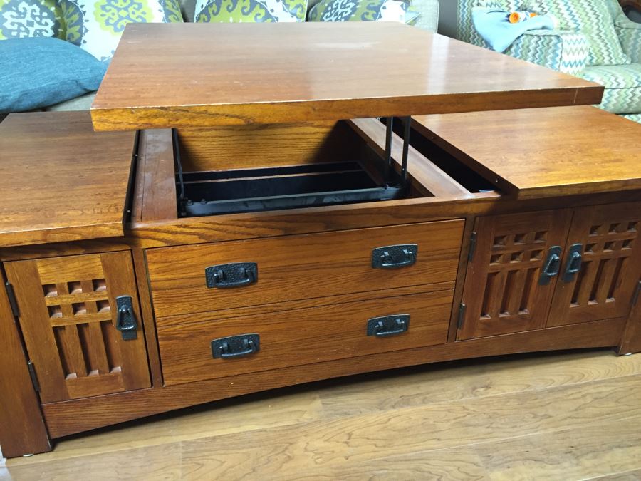 Wooden Credenza Entertainment Center Cabinet May Be Used As A Coffee Table [Photo 3]