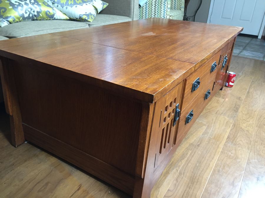 Wooden Credenza Entertainment Center Cabinet May Be Used As A Coffee Table [Photo 7]
