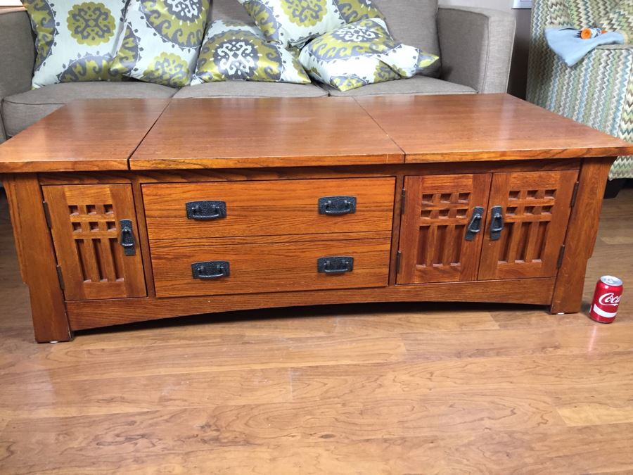 Wooden Credenza Entertainment Center Cabinet May Be Used As A Coffee Table [Photo 1]
