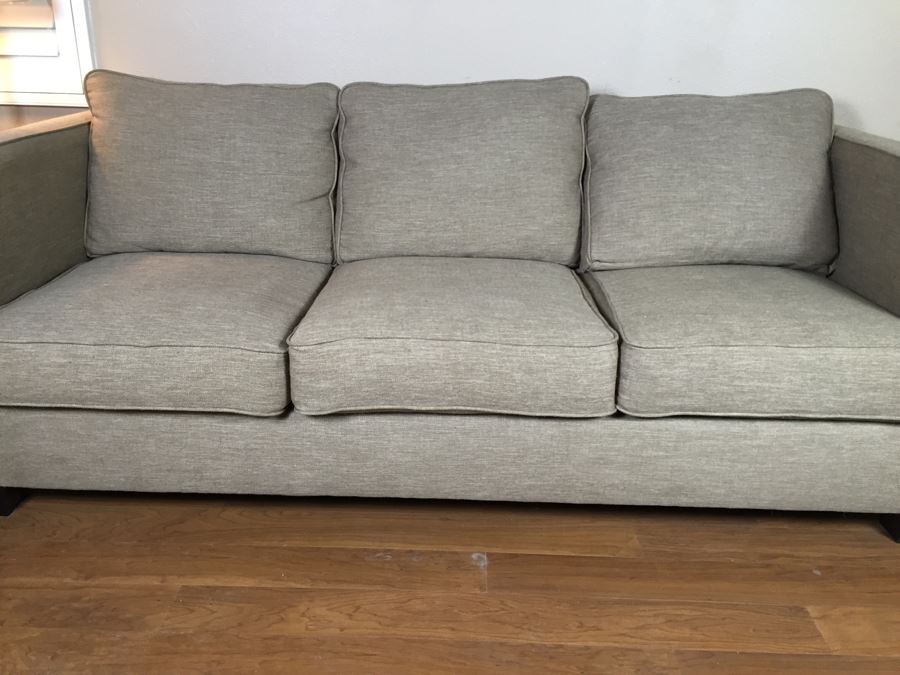 Light Gray Sofa With Throw Pillows Matches Loveseat
