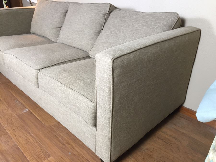 Light Gray Sofa With Throw Pillows Matches Loveseat