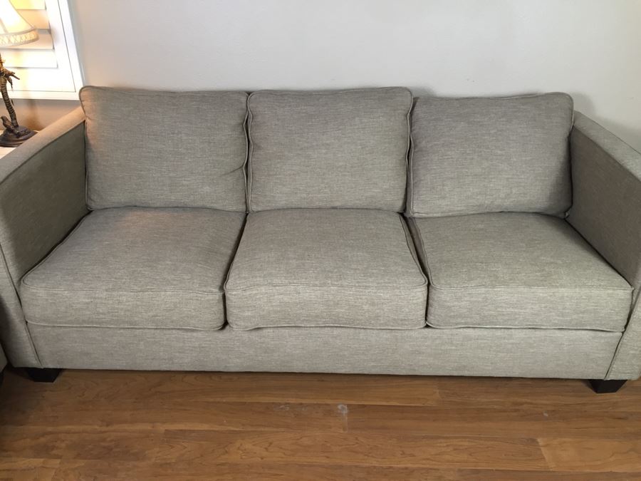 Light Gray Sofa With Throw Pillows Matches Loveseat [Photo 6]