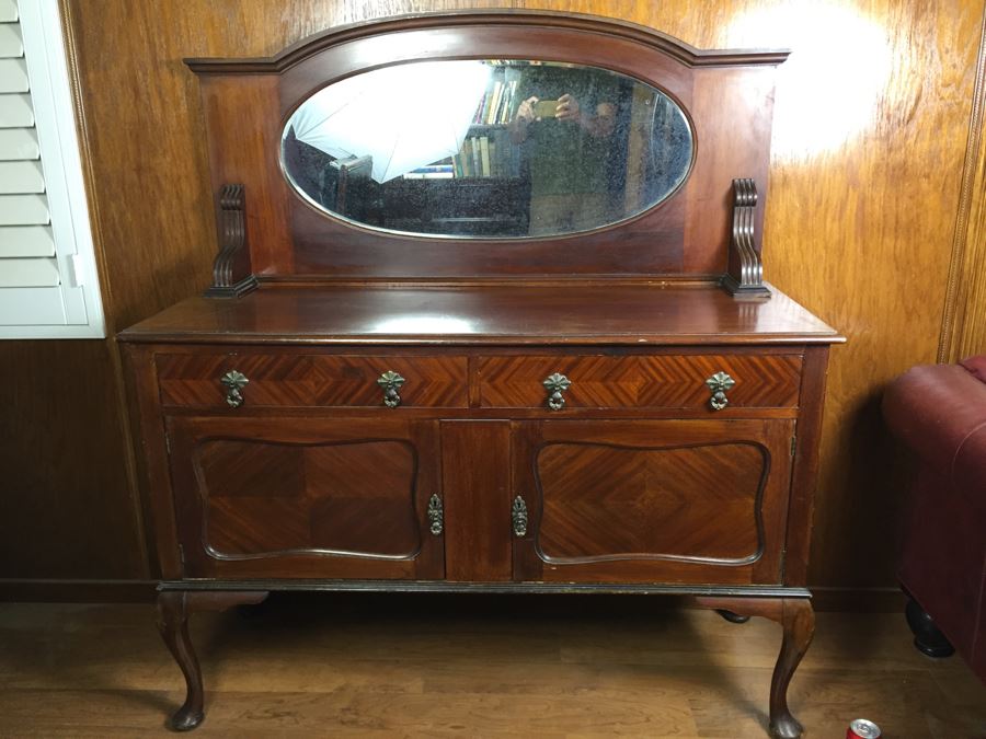 Antique Sideboard With Mirror