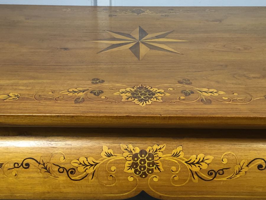 Stunning Wooden Coffee Table With Chippendale Ball And Claw Feet And Inlay Work All Over Top And Legs [Photo 12]