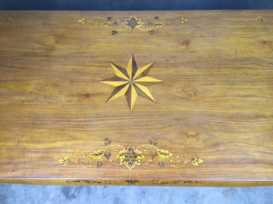 Stunning Wooden Coffee Table With Chippendale Ball And Claw Feet And Inlay Work All Over Top And Legs [Photo 3]
