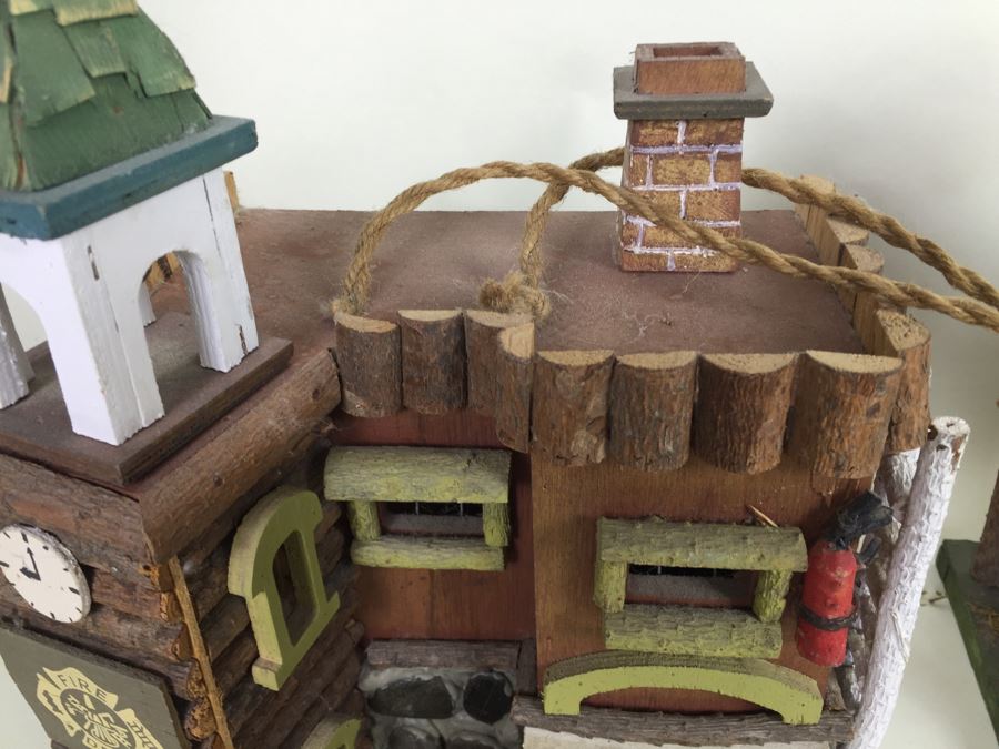 (3) Wooden Crafted Log Cabin Style Bird Houses [Photo 9]