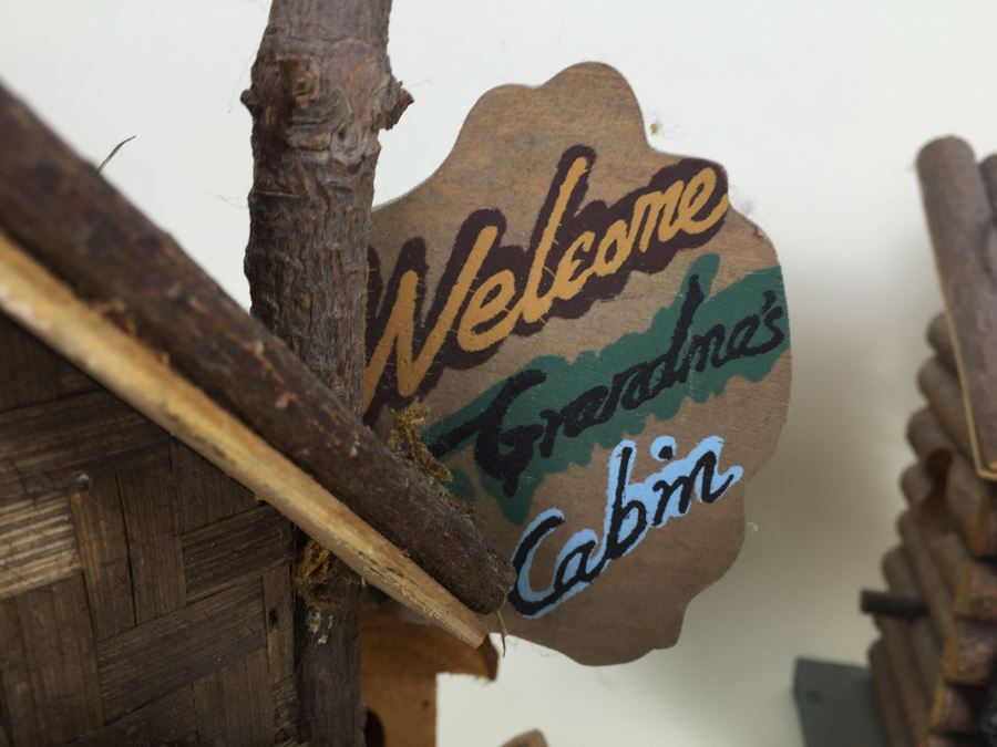 (3) Wooden Crafted Log Cabin Style Bird Houses [Photo 13]