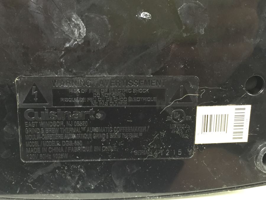 Cuisinart Coffee Maker Model DGB-650 [Photo 8]