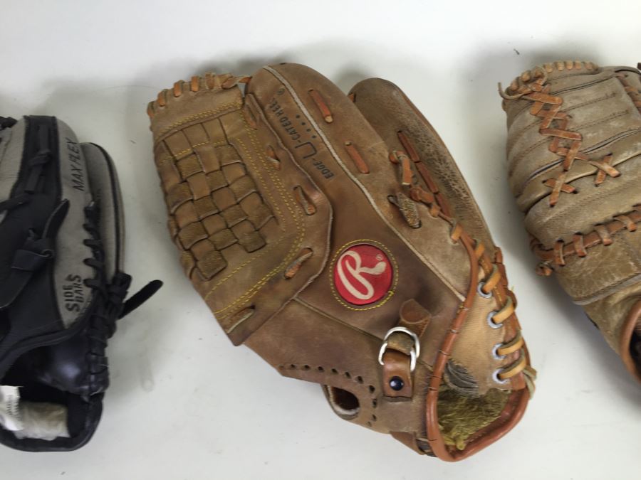 (5) Adult And Kid's Size Baseball Gloves