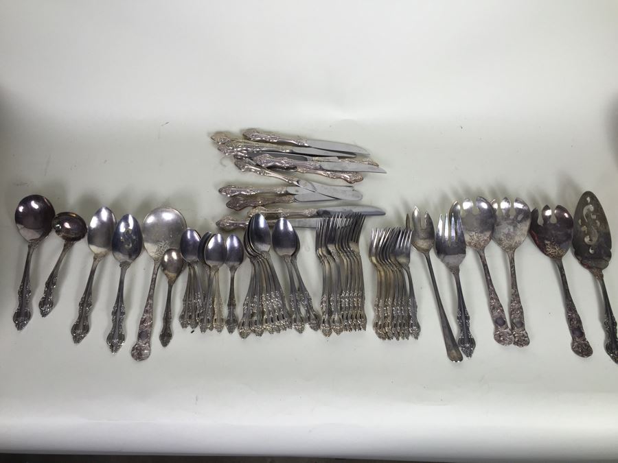 Silver Plated Flatware Set From Japan Romantic Rose With A Few Other Pieces Mixed In