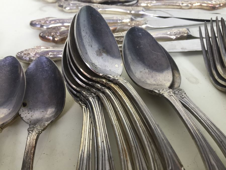 Silver Plated Flatware Set From Japan Romantic Rose With A Few Other Pieces Mixed In [Photo 8]