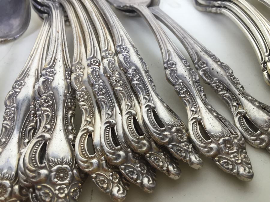 Silver Plated Flatware Set From Japan Romantic Rose With A Few Other Pieces Mixed In [Photo 2]