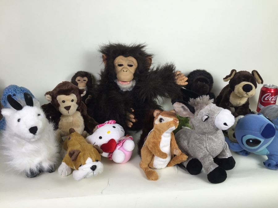 Stuffed Animal Collection GANZ And Hasbro Fur Real Friends Cuddle Chimp Chimpanzee Interactive Monkey