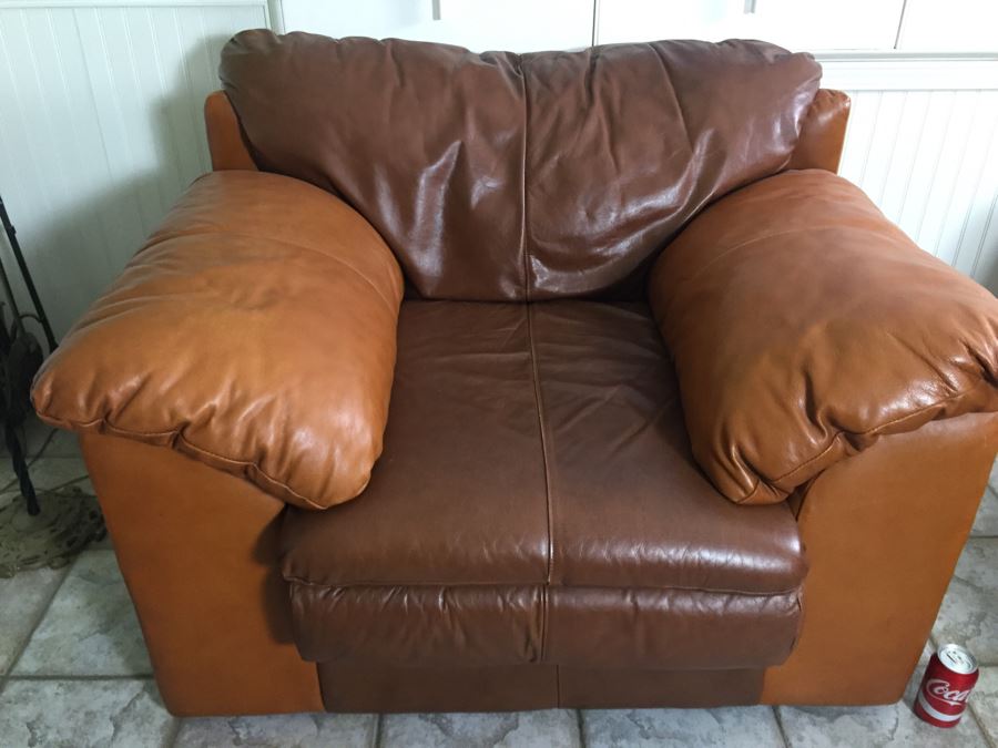 Ashley Furniture Comfortable Light Brown Leather Armchair [Photo 4]