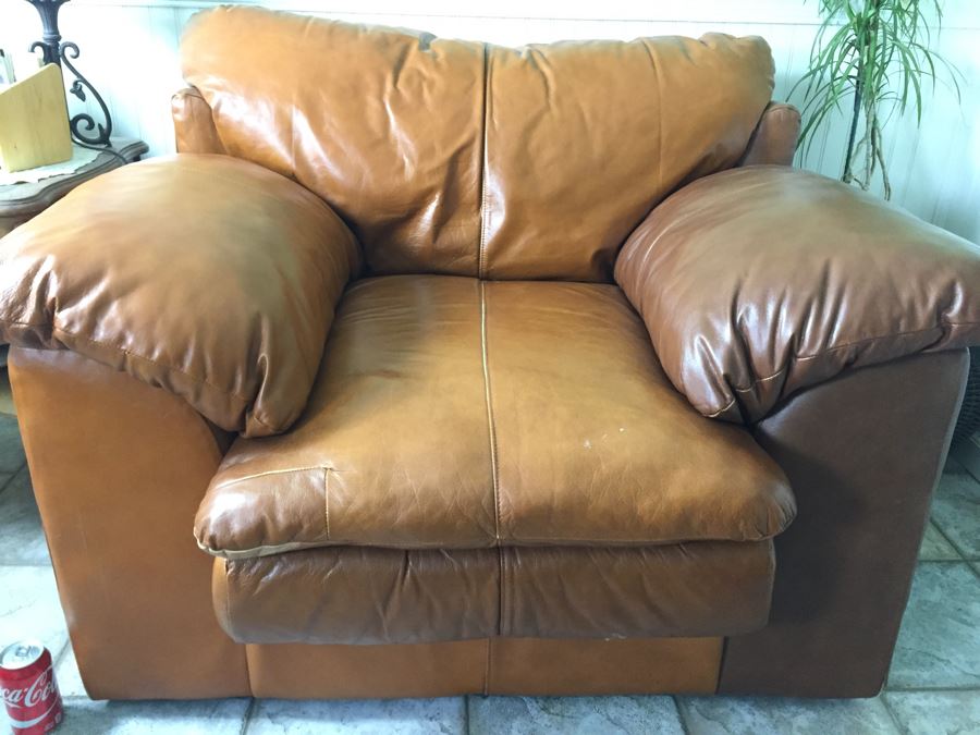 Ashley Furniture Comfortable Light Brown Leather Armchair [Photo 7]