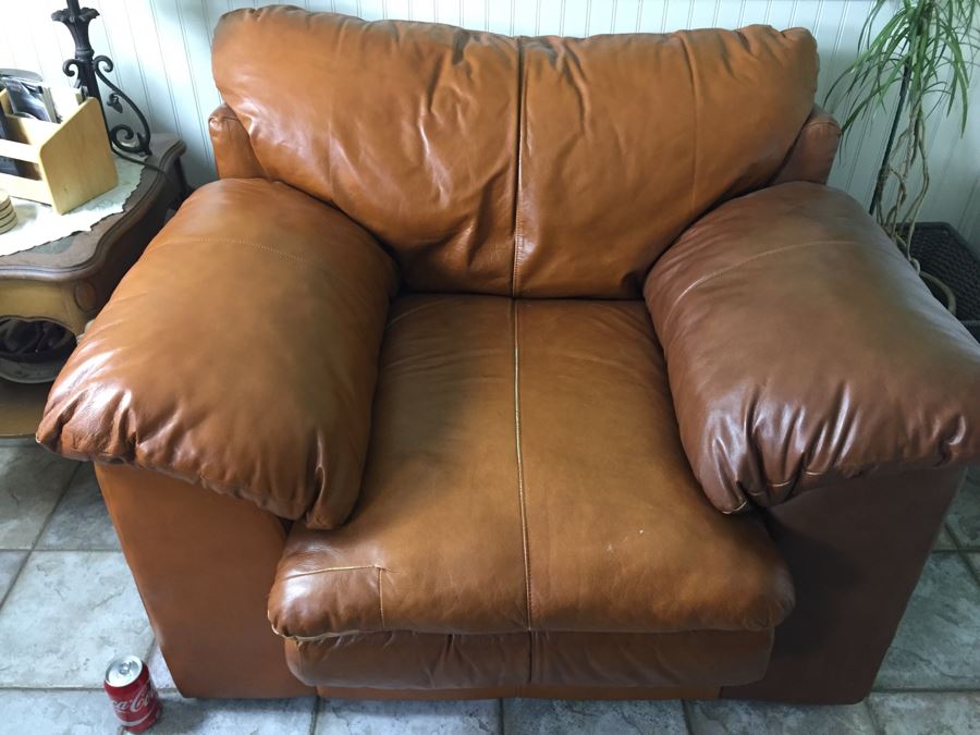 Ashley Furniture Comfortable Light Brown Leather Armchair [Photo 4]