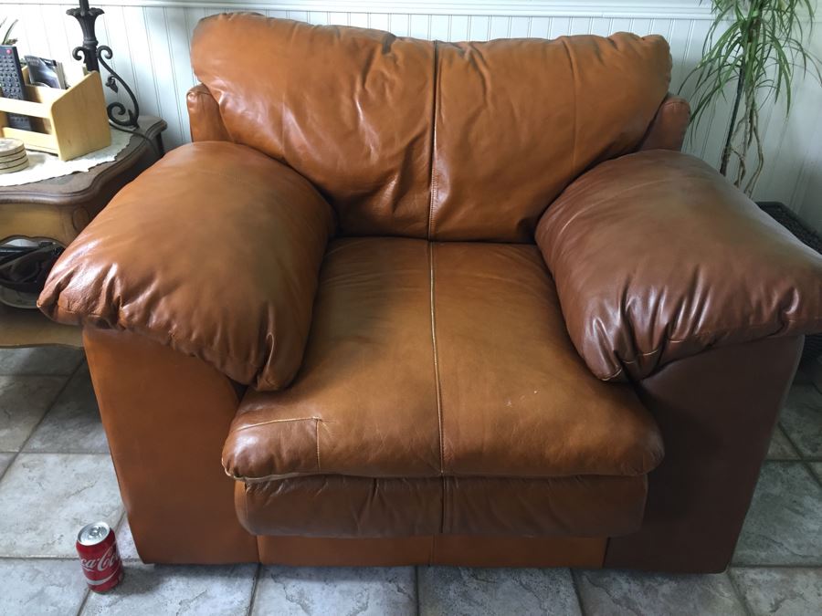 Ashley Furniture Comfortable Light Brown Leather Armchair [Photo 5]