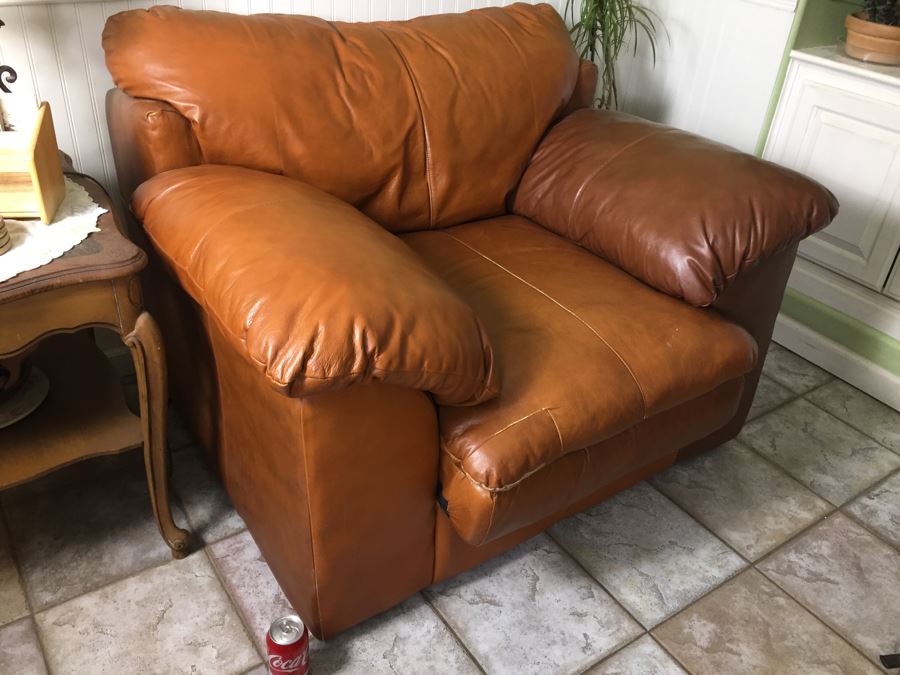 Ashley Furniture Comfortable Light Brown Leather Armchair