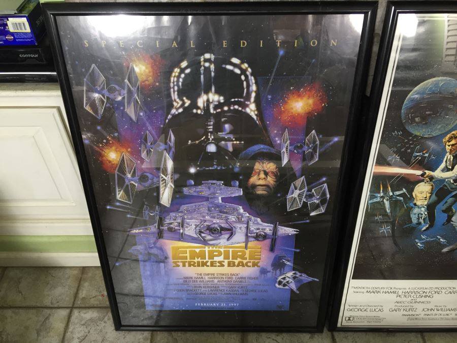 Pair Of Reproduction Framed Star Wars And The Empire Strikes Back Movie Posters [Photo 2]