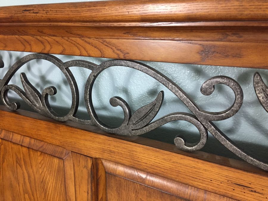 Four-Poster Wooden Bed With Metal Accents And Mattress + Boxsprings [Photo 2]